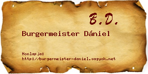Burgermeister Dániel névjegykártya
